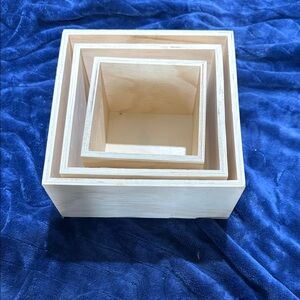 Nested Unfinished Wood Square Boxes Set - Natural Pine